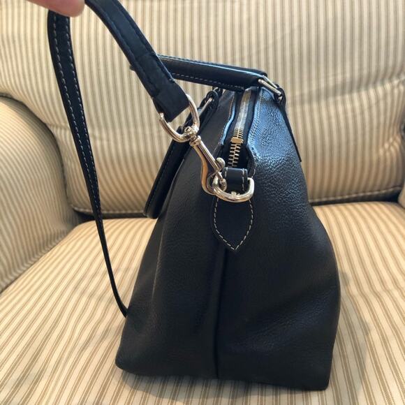 Dooney & Bourke Navy Pebbled Leather Dillen Satchel with Crossbody Strap - Picture 7 of 15